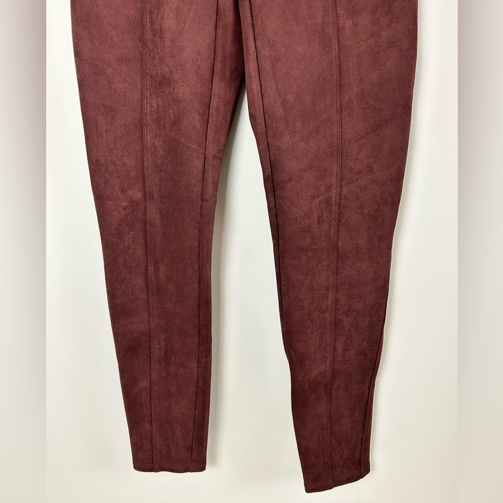 SPANX Faux Suede Leggings Dark Red Large EUC - Picture 5 of 8